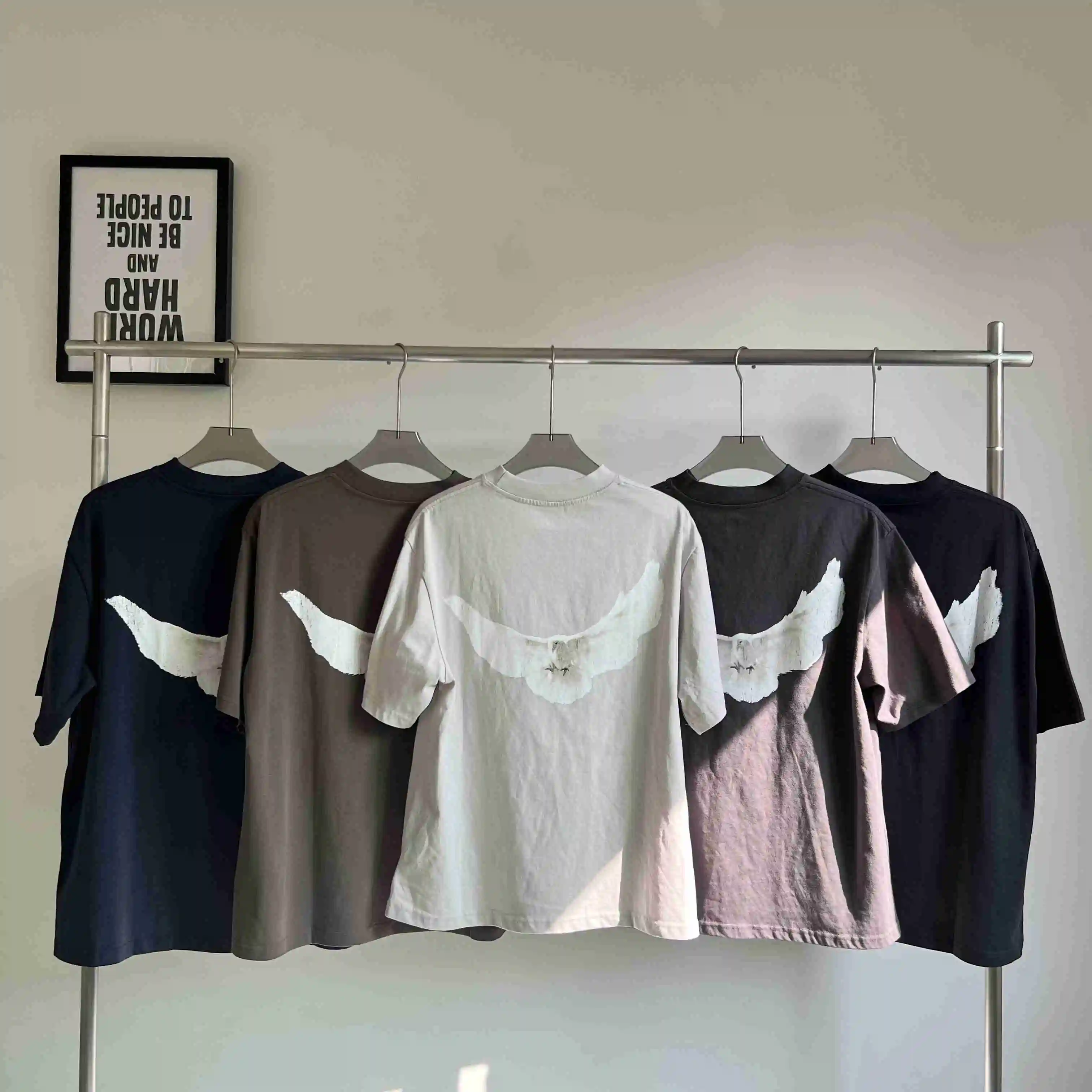 Kanye West Collaborative Peace  Short Sleeve American High Street Retro Coconut Pure Cotton T-Shirt Casual round Neck Sum...