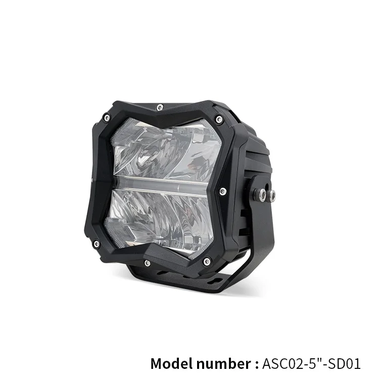 Dual color Super Bright Newest Square 4X4 Off Road Trucks 5 Inch Led Driving Lights With Amber DRL Backlit