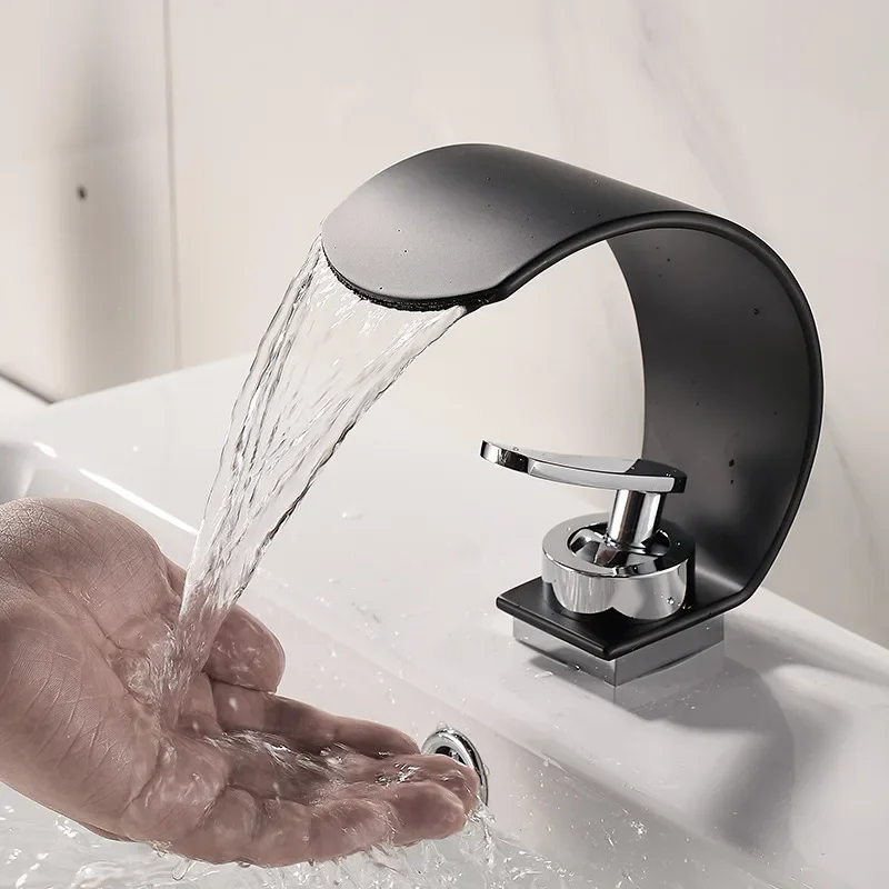 Imagem -03 - Torneira Moderna da Bacia do Único Furo para o Banheiro Preto Fosco Ouro Branco Torneira da Bacia Torneira Misturadora Acessórios do Banheiro tipo Coreano