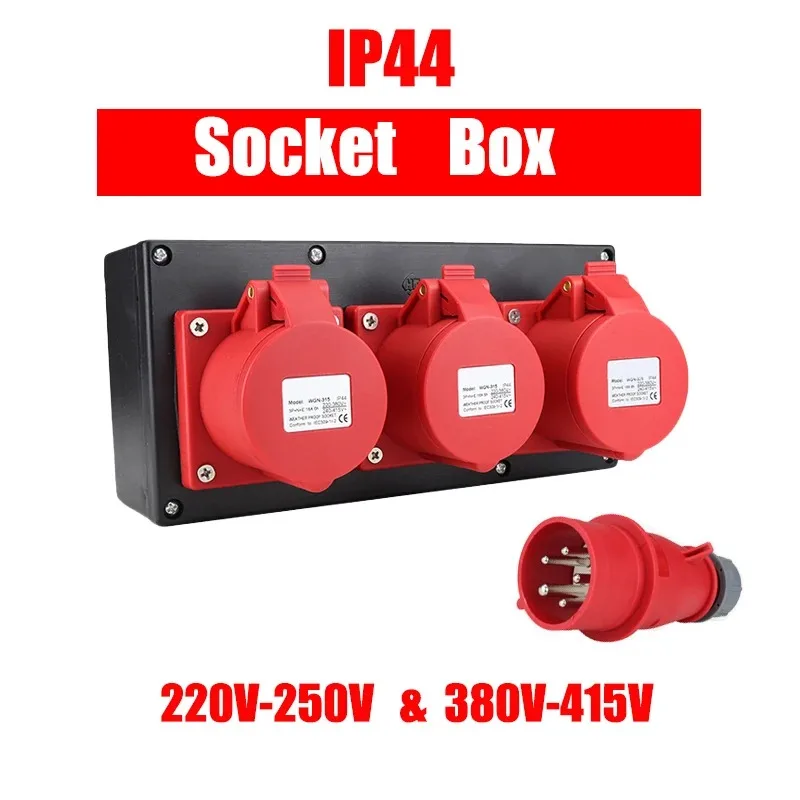 

IP44 2Way 3Way Injection Molding Machine Dryer Oven 16A 32A 5P Industrial Plug Plastic Combination Socket Box Three-phase 380V