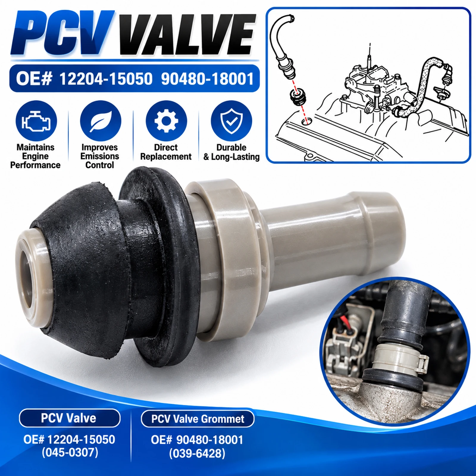 Positive Crankcase Ventilation PCV Valve Grommet Seal 045-0307 12204-15050 For Toyota Suzuki Aerio Esteem Sidekick Swift Vitara