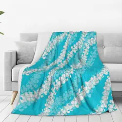 Puakenikeni Single Leis On Turquoise Blanket Flannel Breathable Throw Blankets Sofa For Home Bedroom Throws Bedspread Quilt