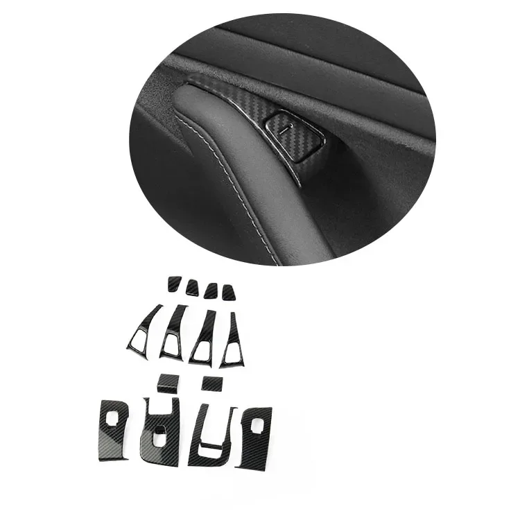 

Car accessories 2021 carbon fiber Interior Door Pull Handle Cover 14pcs Set for Tesla Model 3 m3 ModelY MY