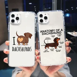 Cute Cartoon Sausage Dog Phone Case for iPhone 17 16 15 14 13 12 11 Pro Max Mini SE 7 Plus Animal Transparent Soft Shell Fundas