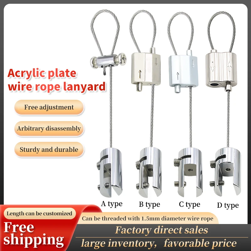 

Acrylic fixture kit, 1.5mm stainless steel wire suspension rope, adjustable fixture suitable for hanging pictures/billboards