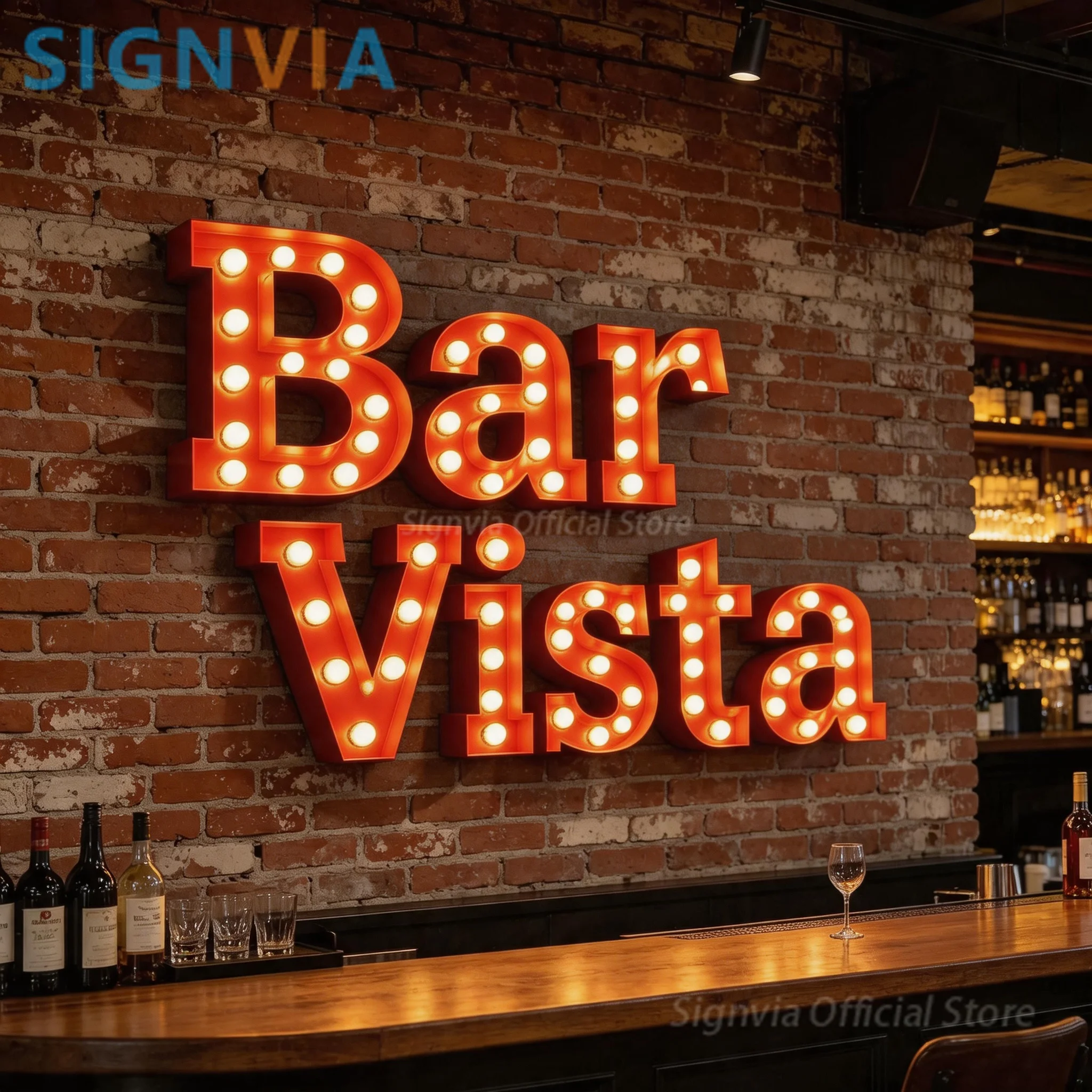 Metal LED Logo BarVista Custom Sign 3D Letters Shop Signage Light Behind Neon Wall Letter Illuminated Business Advertising Signs