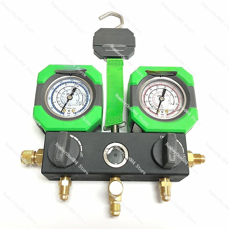 Air Conditioning Fluorometer Dial Oil-Filled Shockproof Liquid-Adding Double Meter Set R410a Refrigerant Coolants Pressure