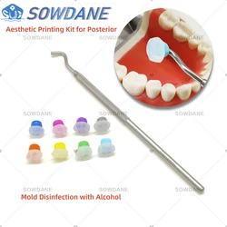 1 zestaw Dental estetyczna forma drukarska zestaw z metalowym uchwytem i 8 sztuk formy do zębów tylnych drukowanie formy zestaw dezynfekcji