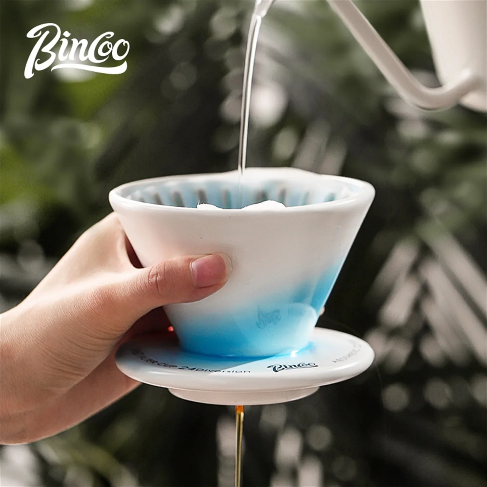 Bincoo-Hand-Brewed Coffee Filter Cup, Ceramic Drip Filter, Sharing Pot Set, Colorful Utensils