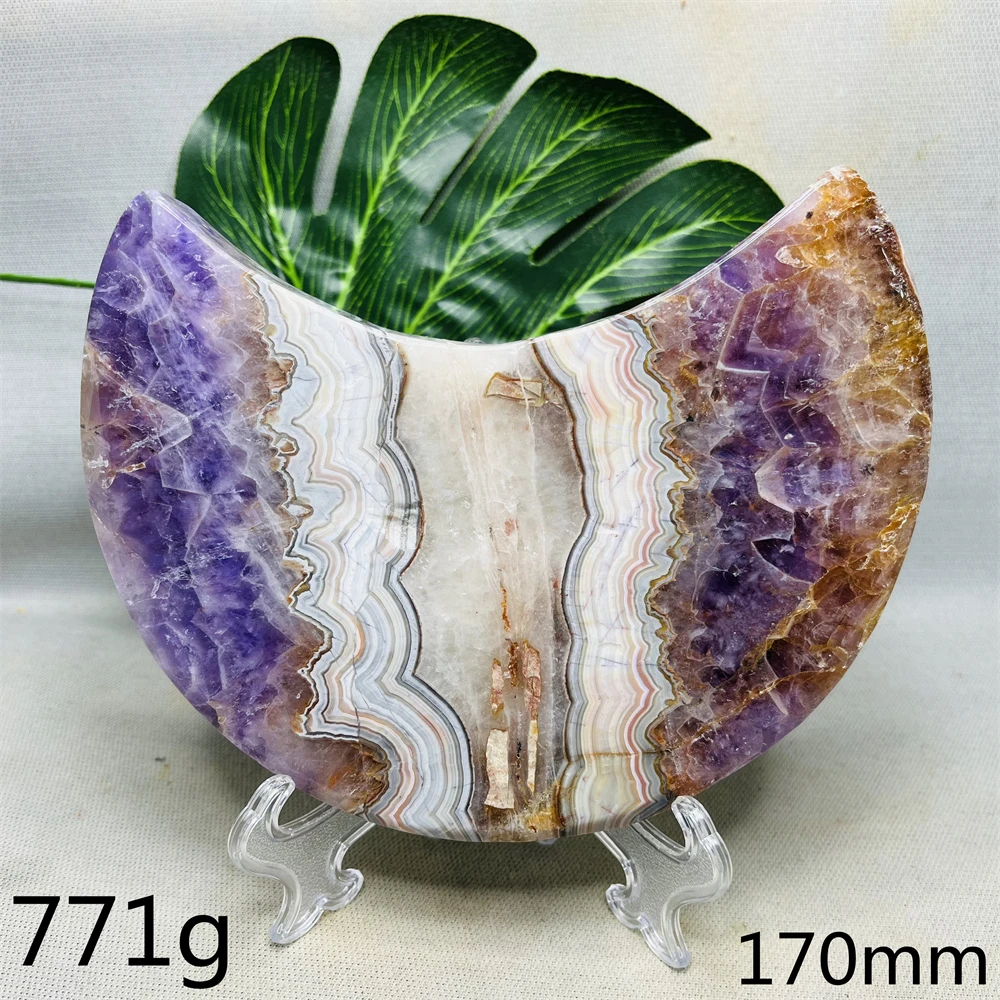 Brazilian Amethyst Hand Polished Moon Super Energy Home Room Decorated With Beautiful Grain Spiritual Stone Healing