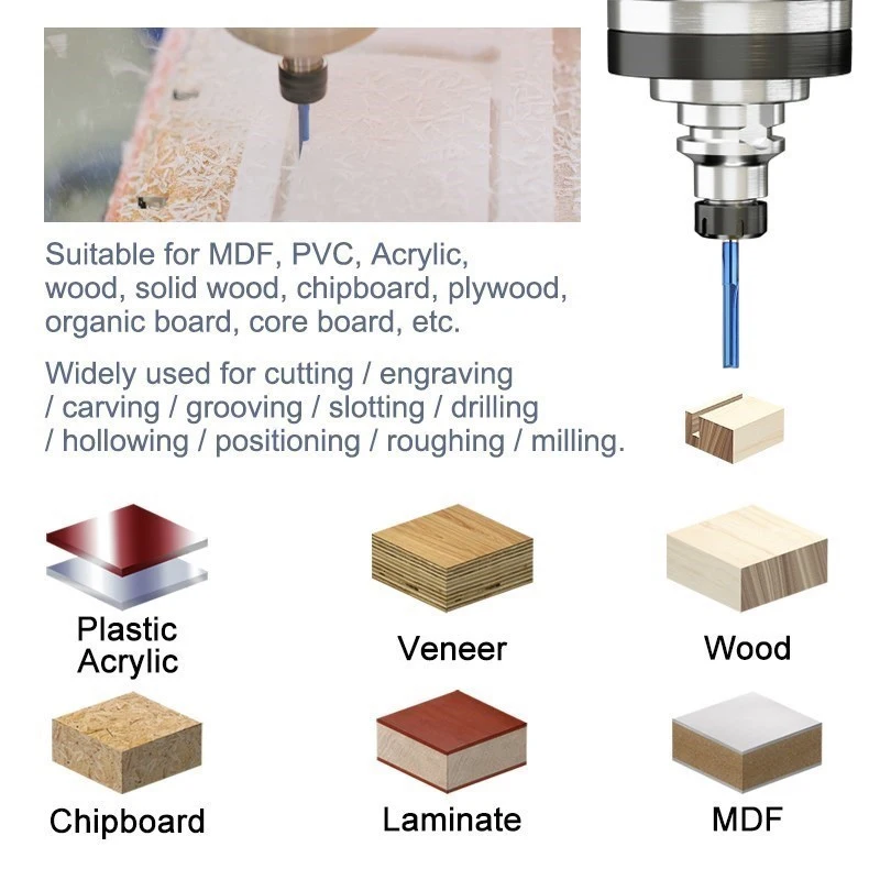 XCAN-fresa recta con vástago 3.175, fresa de extremo de carburo de 2 flautas para madera, MDF, plástico, herramienta de fresado de brocas CNC