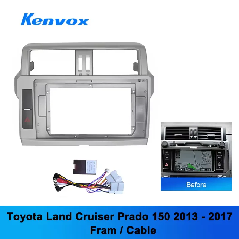 Car Android Radio Stereo Player Frame Fascia For Toyota Land Cruiser Prado 150 LC150 2013-2017 Panel Power Canbus Wire harness