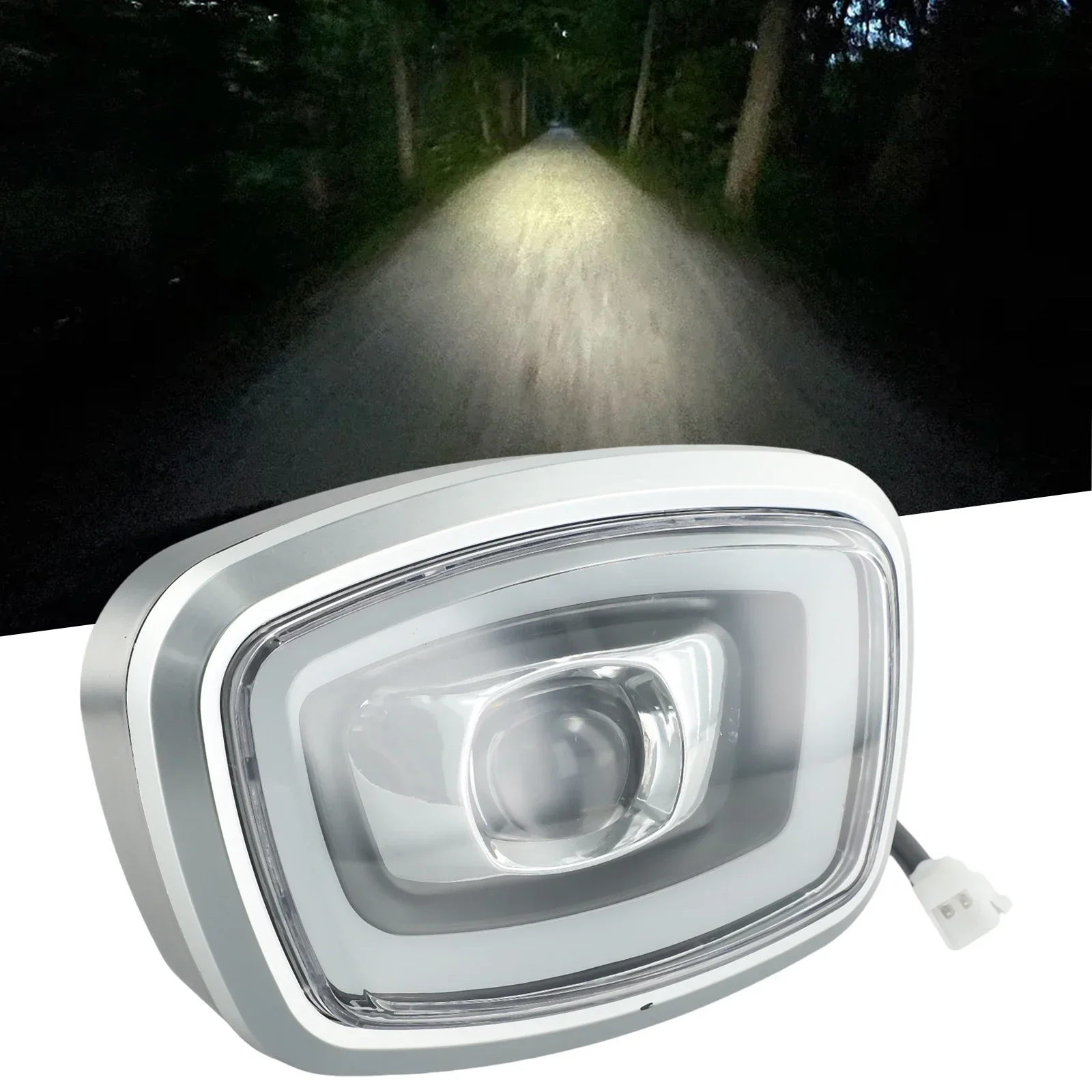 Farol LED para bicicleta elétrica Triciclo de motocicleta Múltiplos Modos de Exibição Design de Lente Alta Suporta 12V, 36V, 48V, 60V, 72V