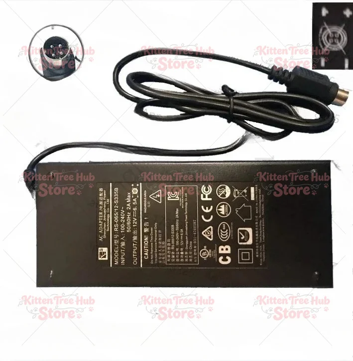 9558U3 Hard Disk Cabinet RS-065 / 12-S335B Original Power Adapter 12V 6.5A  Box Duplicator 4 pin AC DC Adaptor Charger