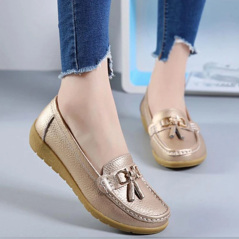 Women Shoes 2023 Spring Autumn Flats Leather Breathable Moccasins Women Boat Shoes Ballerina Ladies Casual Shoes Zapatos Mujer