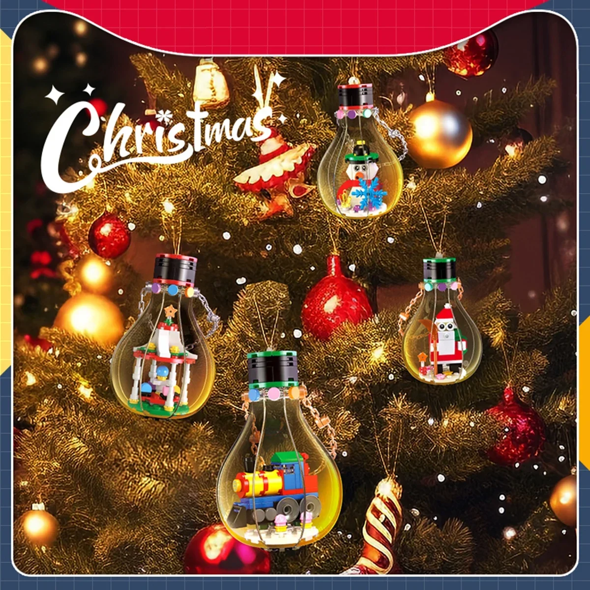 

DIY Christmas Bulb Micro Building Blocks Multiple Styles Including Santa Claus Snowmen Christmas Tree Train Festive Gift for Kid