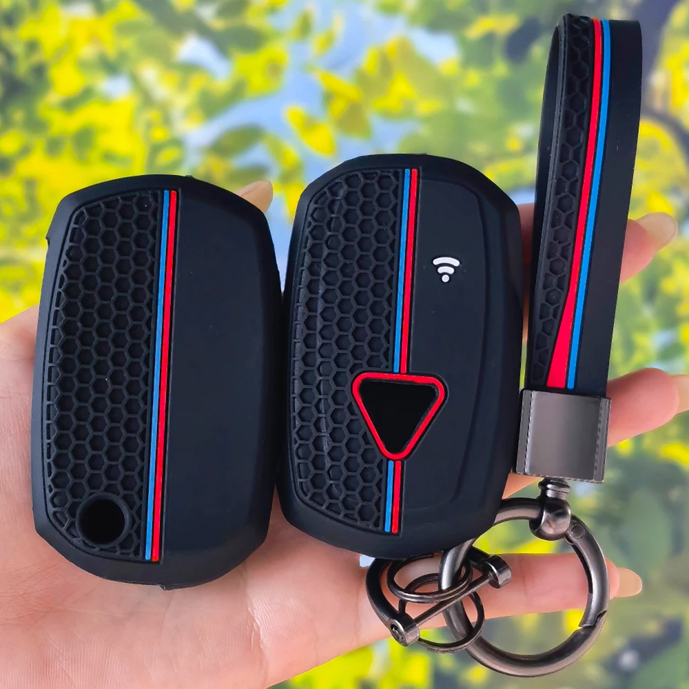 Motorcycle Key Accessory with Keychain, Honeycomb Silicone Key Cover for Triumph Speed Triple XC XE Scrambler 1200 Rocket III