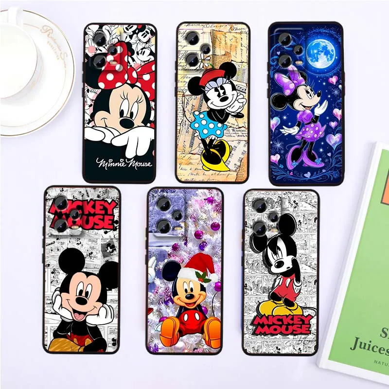 

Mickey Mouse Cute Cover For Xiaomi Redmi Note 15 14 13 12 12S 11E 11 11S Pro Plus 4G 5G Black Soft TPU