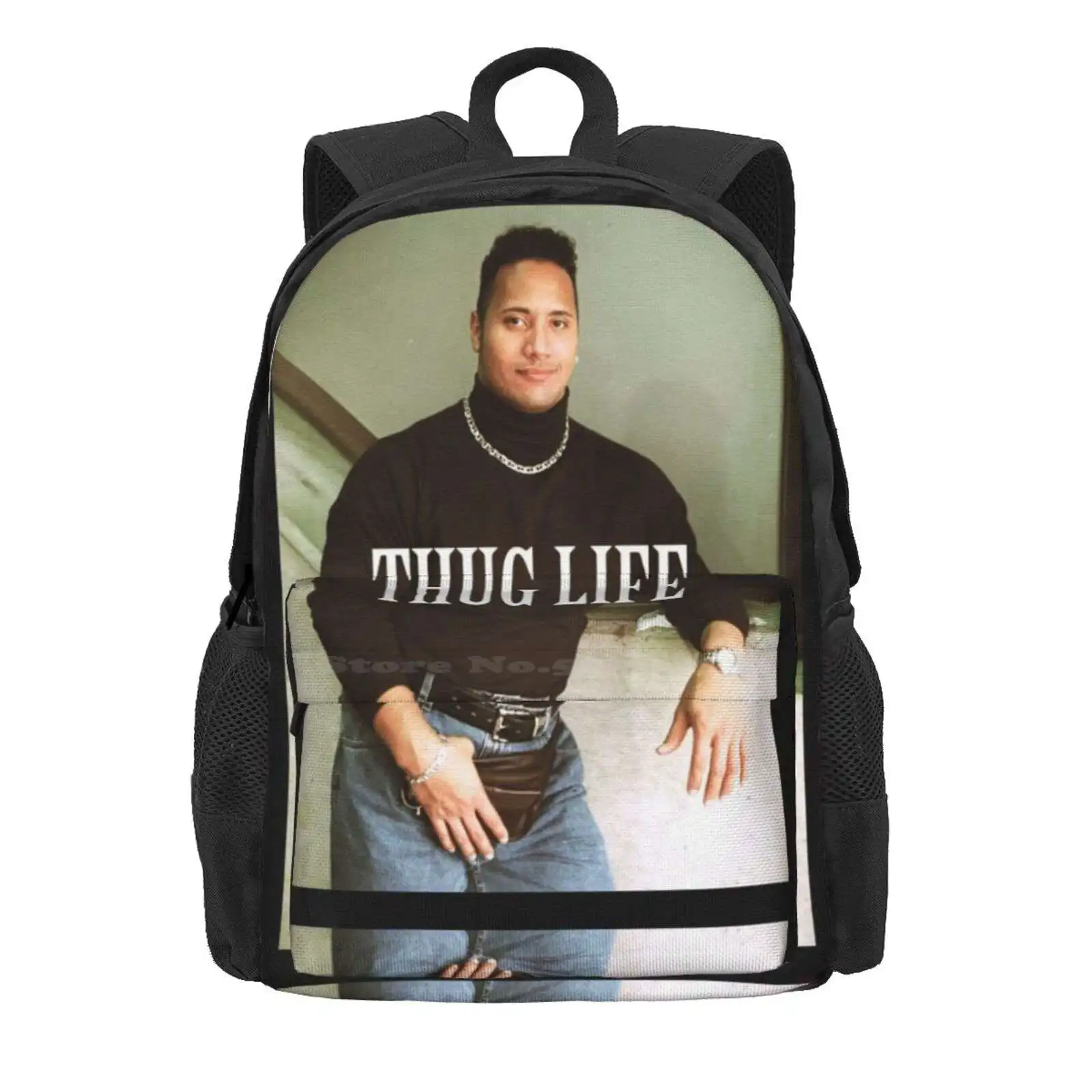 Throwback - Dwayne Johnson Hot Sale Schoolbag Backpack Fashion Bags Dwayne Johnson Movies Actor Blockbuster Tv Turtle Neck