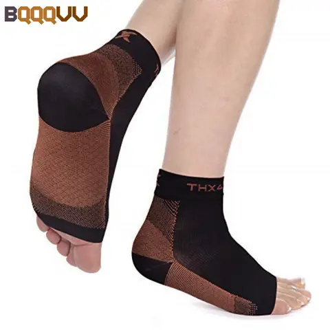 Copper Compression Ankle Brace Sock for Men and Women, Pain Relief Support, Foot Anti-Fatigue, Sport Running, Cycling, 1Pair