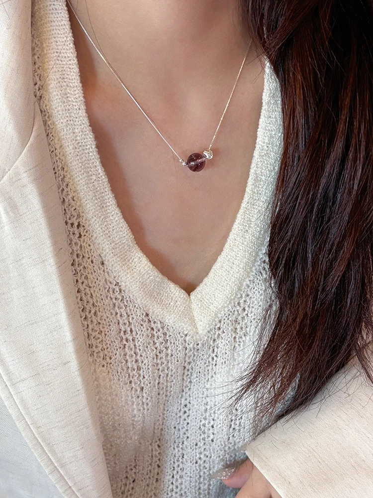 Silberfarbene Halskette mit einzelnem runden künstlichen Imitationskristall-Anhänger für Damen und Herren, Box-Kette, zierlicher Choker, Schmuck, Geschenk – Detail 16