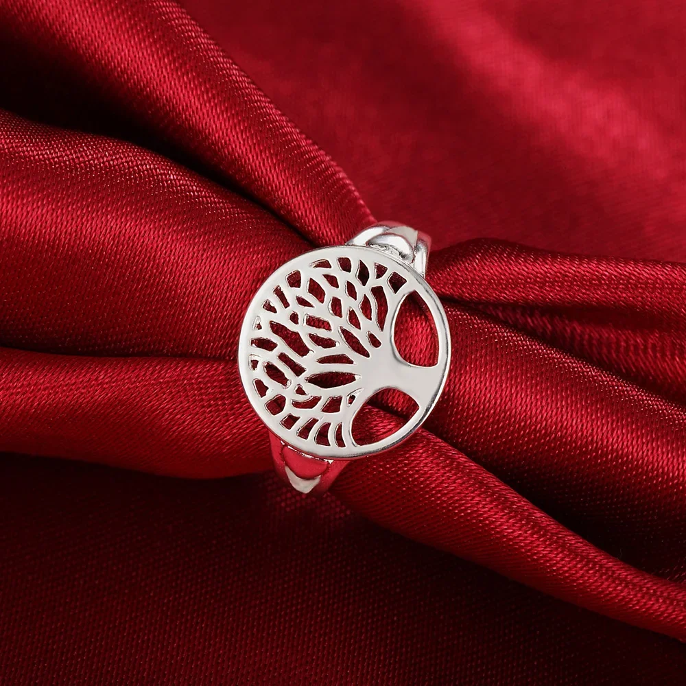 Andara 925 Sterling Silver Ring Tree of Life Rings For Women Wedding Party Glamour Jewelry Gifts R892