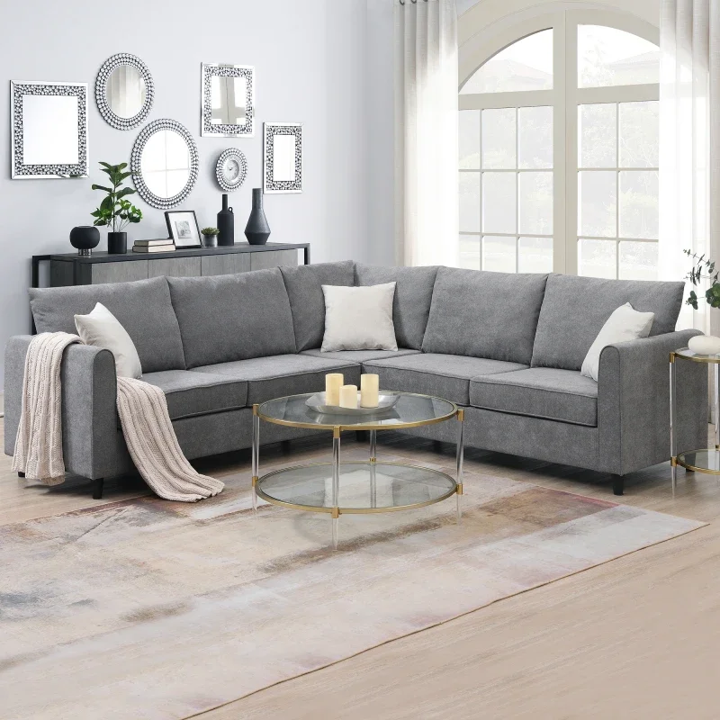 

Modern upholstered living room combination sofa, L-shaped upholstered sofa with 3 pillows, leisure sofa lounge chair, party sofa