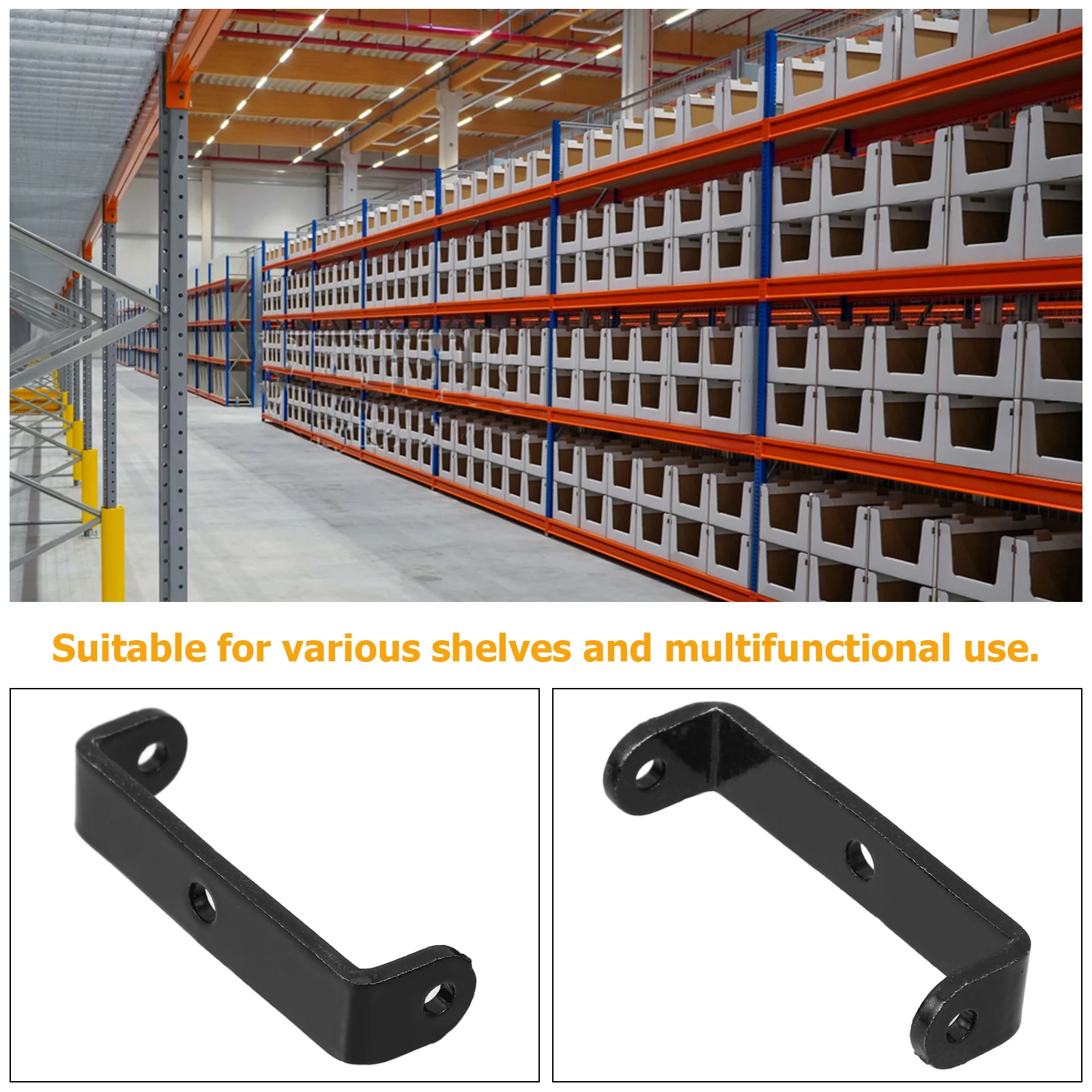 Picture 4: 2Pcs Thickened Steel Black Shelf Accessories U Shape Brackets Heavy Duty Hardware Sturdy Construction Versatile Use