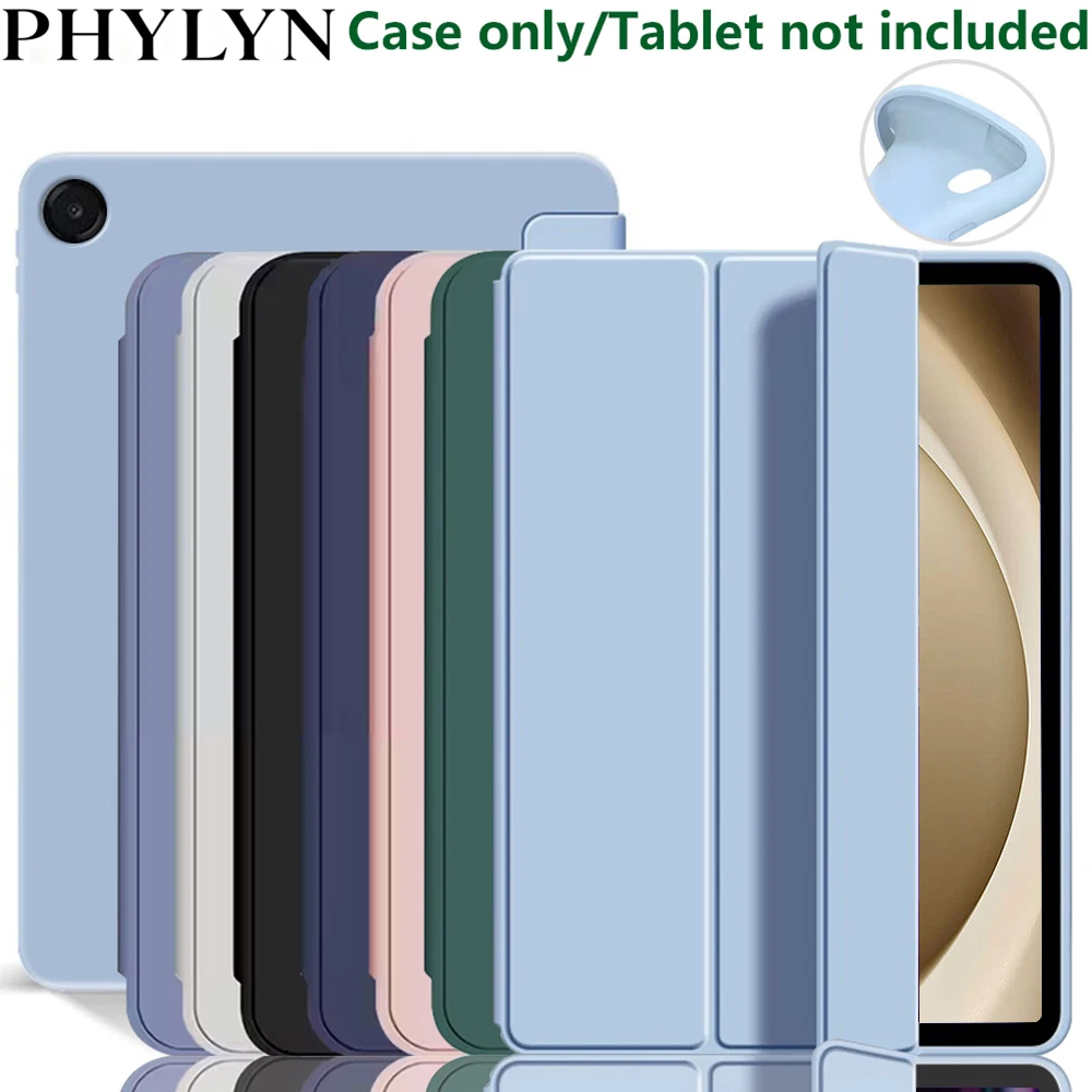 Dreifach gefaltete Hülle für Samsung Tab A9+/A9 Plus 2023, SM-X210/X215/X216, PU-Leder, magnetisch, mit Standfunktion, weiche Rückseite, automatische Wake-Funktion
