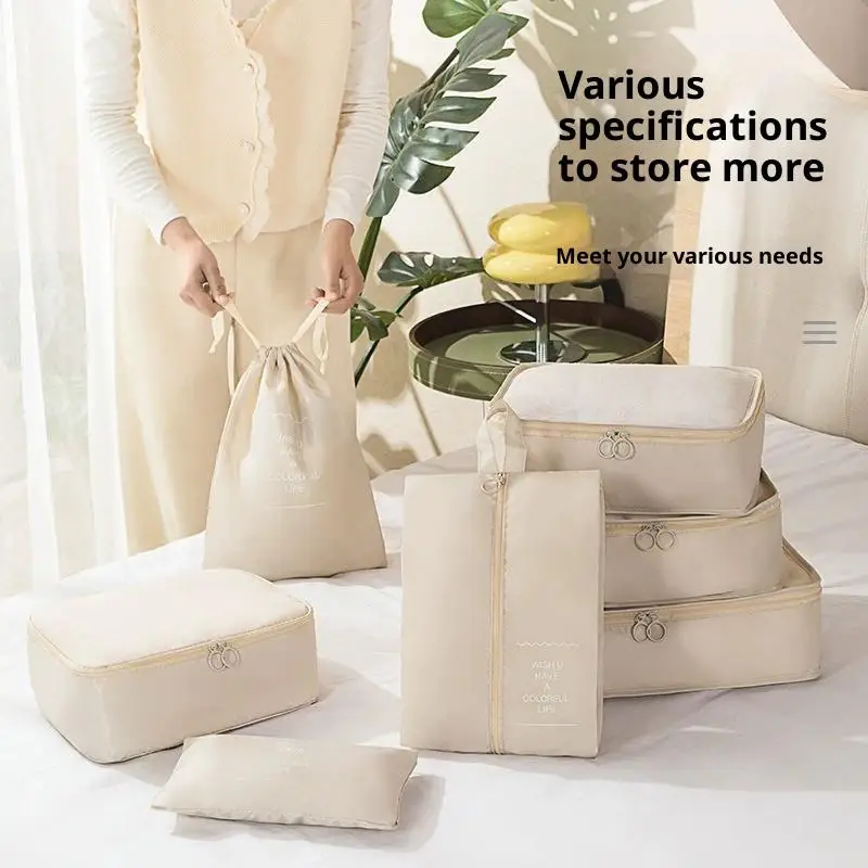 7 قطعة/المجموعة السفر حقيبة التخزين مجموعة السفر صندوق تخزين ملابس حقيبة الأمتعة المنظم أكياس أدوات الزينة الأحذية الملابس الداخلية فرز حقيبة