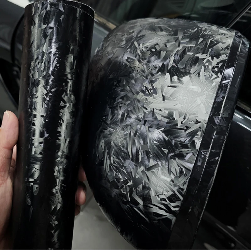 Carbon Fiber Chopped Strand  Forged   Vinyl Wrap Film Car Modification  Sticker Paste Protector Strip Auto Door Sill Side