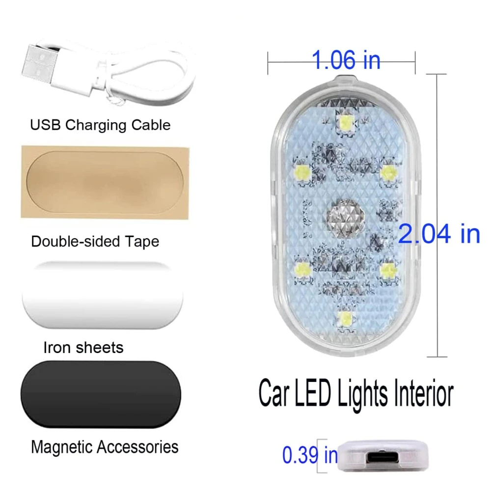 2 Stuks Draadloze Zelfklevende Led Licht Auto Dak Voet Sfeer Lamp Auto Interieur Led Verlichting Magnetische Touch Licht