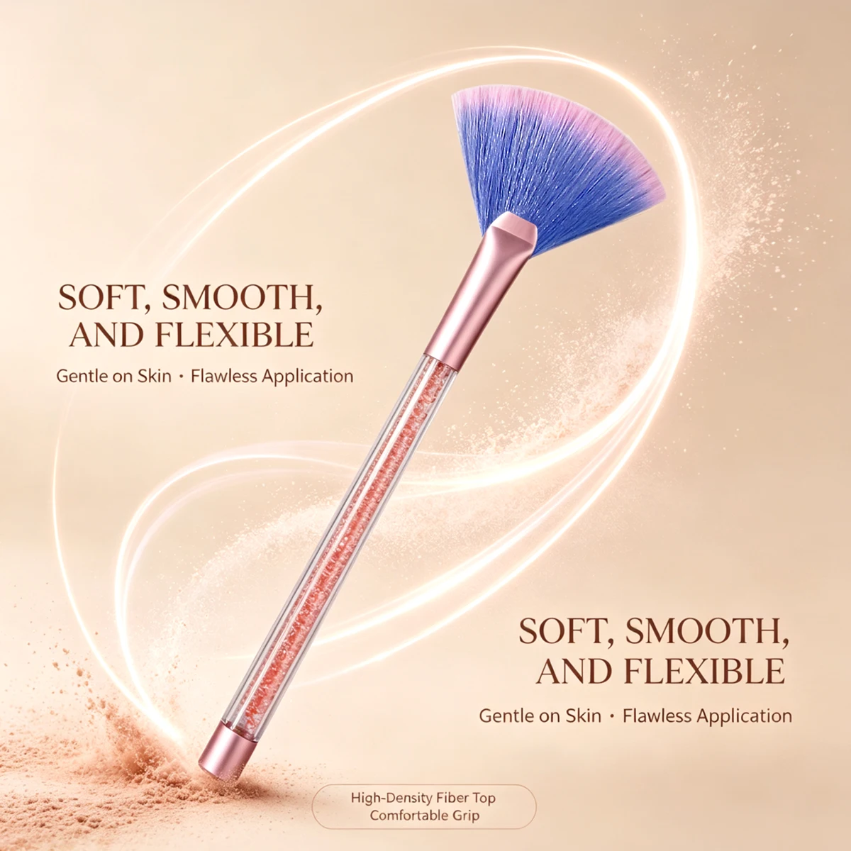 1Pc Fan Makeup Highlighter Brush,Fan Shape Cosmetic Brush for Highlight & Blush, Precise Application & Flawless Finish