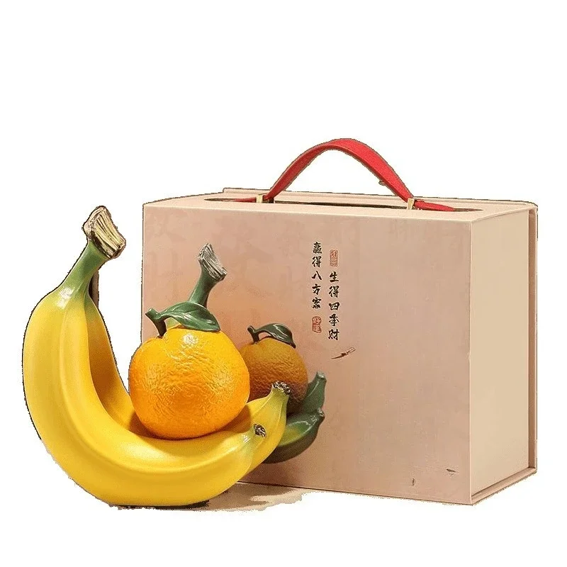 

New Chinese creative ceramic ornament, banana tray orange, living room coffee table dining room office decoration