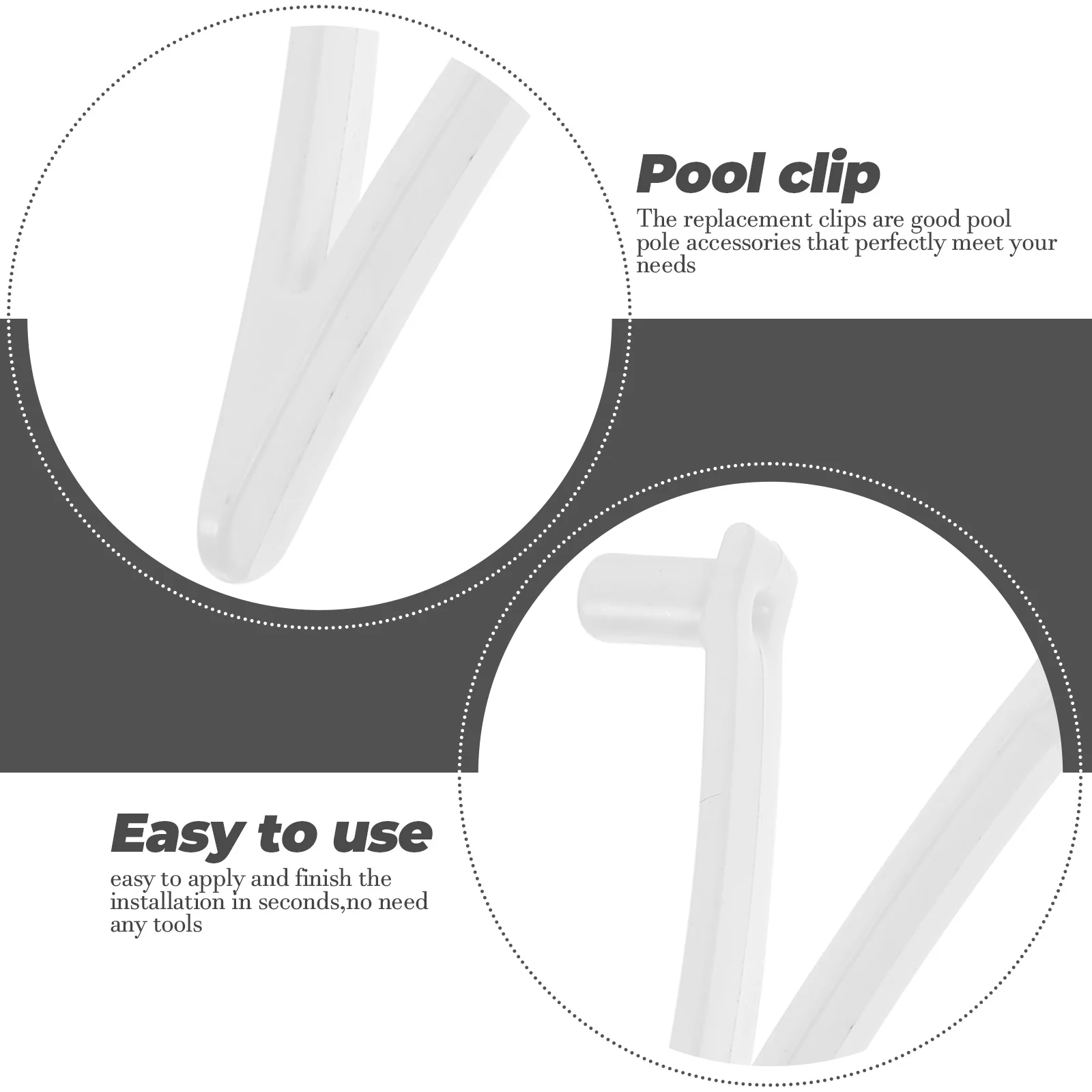 

5 Sets Pool V Clips for Swimming Pool Cleaning Poles Skimmer Nets Leaf Rakes Brush Handles Durable Plastic Accessories Fit Most