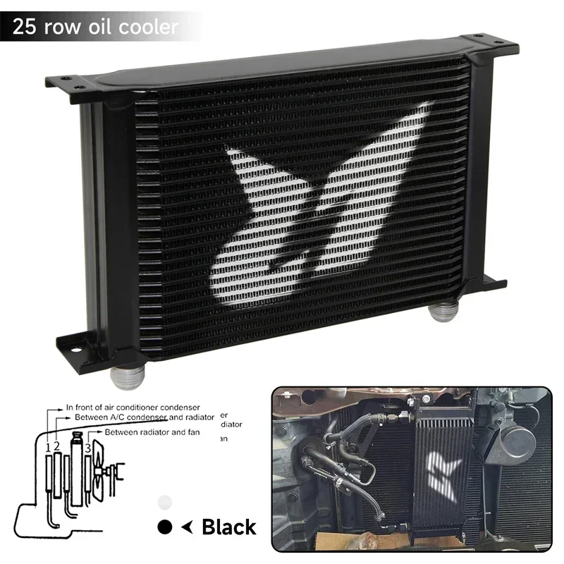 

Oil Cooler LR 248mm Mocal Type AN10 25 Row Engine Transmission Mocal Aluminum Black/Silver