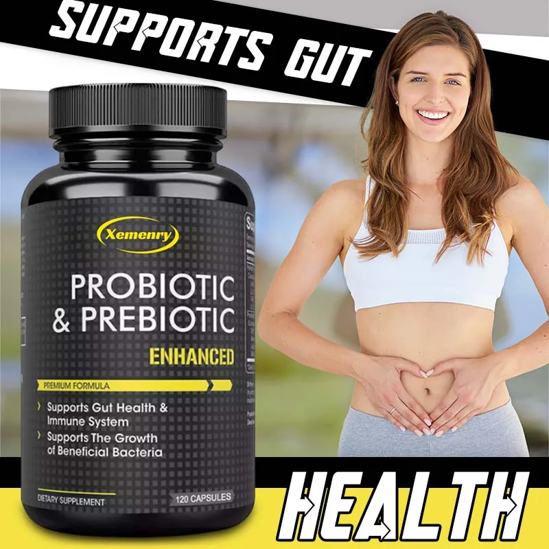 Probiotics and Prebiotics - 440 Billion CFUs, Improve Digestive Function, Metabolism, Promote Nutrient Absorption, Non-GMO