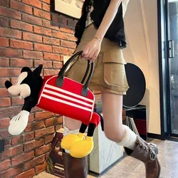 2024 New Cartoon Mickey Mouse Handbag Cute Cartoon Fashion Dopamine Sports 3D Anime peluche Doll Bowling Handbag Toys regali per ragazze