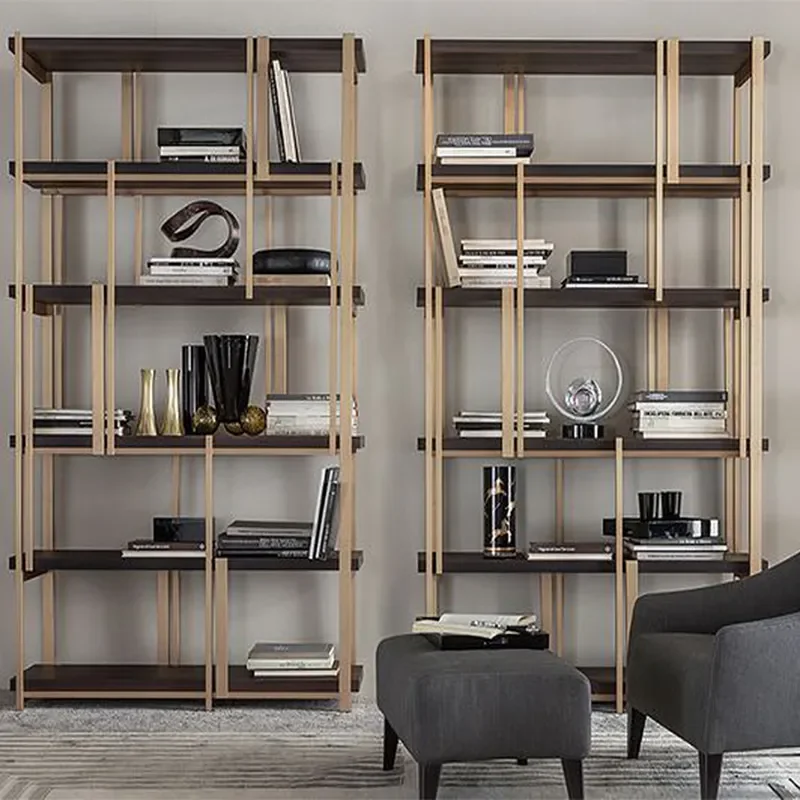 Nordic Metal Bookshelf Floor to Ceiling Display Rack Modern Luxury Living Room Partition Shelf Multi Tier Office Storage