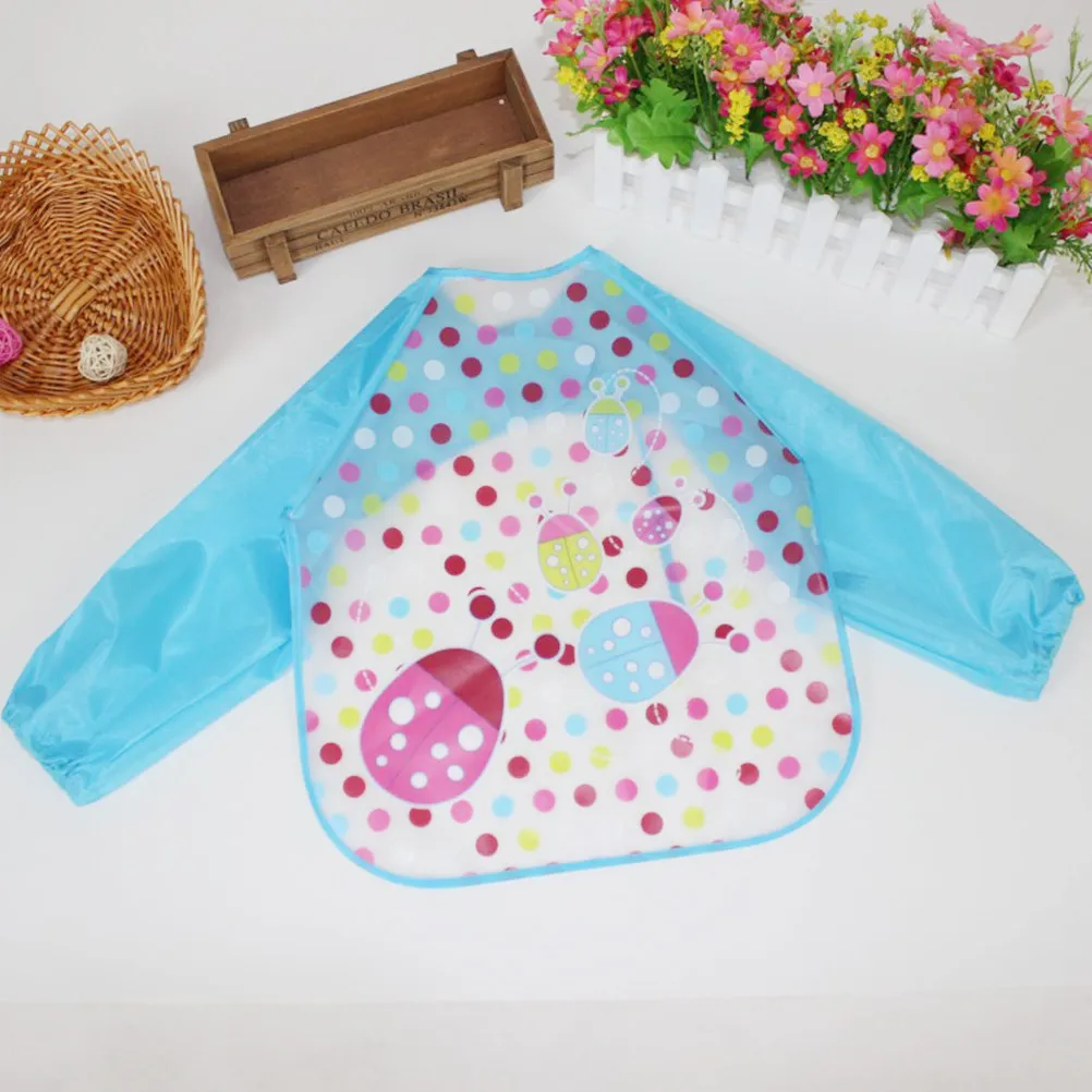 

2Pcs Waterproof Baby Painting Aprons Long Sleeve Cartoon Kids Art Aprons Easy Clean Reusable Pink Sunflower Blue