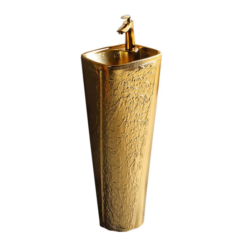 

Modern Design Attractive gold color hotel hand wash sink Pedestal Sink Floor standing Basin