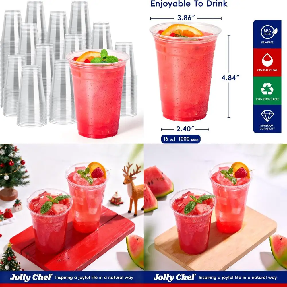 

Прозрачные пластиковые стаканчики на 1000 штук, идеально подходят для напитков и торжеств