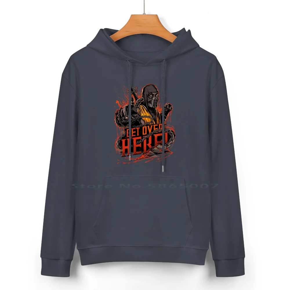 Scorpion Pure Cotton Hoodie Sweater 24 Colors Mortal Kombat Fatality Get Over Here 100% Cotton Hooded Sweatshirt For Women Men