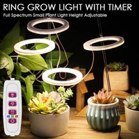 1/2/3 Rings Full Spectrum Plant Halo Dimmable Grow Light with Timer for Indoor Desk Plants Small Plant Light Height Adjustable