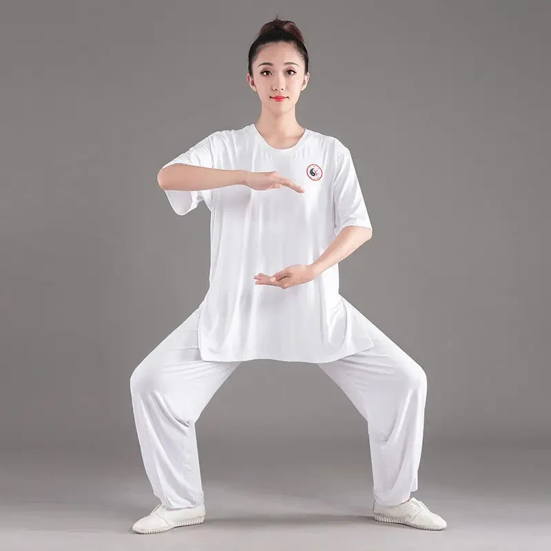 Tai Chi Uniform High Quality Cotton Short Sleeve New Chinese Style Show Kung Fu Clothing Suit for Aldult Men Women Martial Arts