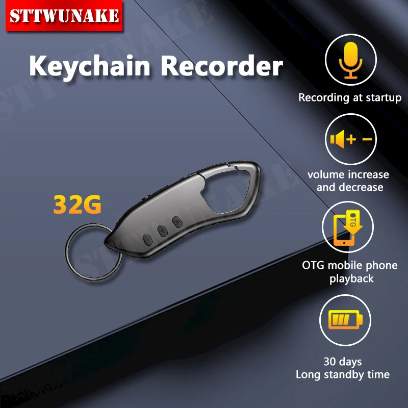 Mini voice recorder keychain digital recording listening device sound discreet small professional dictaphone audio micro player