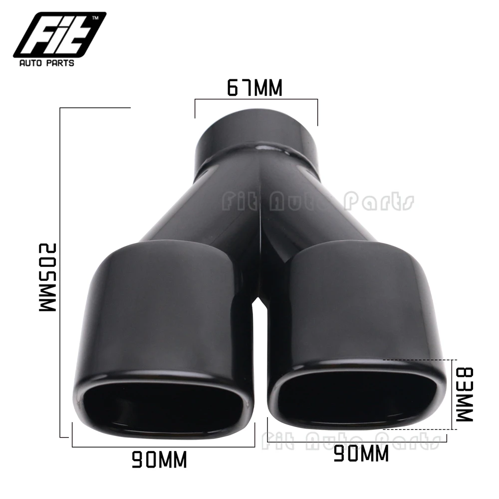 

Universal Car Exhaust Pipe Interface 67mm Dual Outlet Auto Muffler Tip Tail Pipe Stainless Steel
