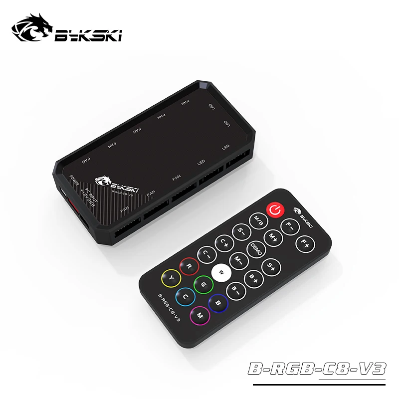 Bykski RGB (12v 4pin) System Lighting Controller 8+4 Interfaces for Bykski's All RGB System Lighting Black B-RGB-C8-V3