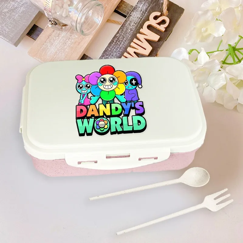 

Dandys World Kids Lunch Box Cartoon Boy Girl Portable Bento Boxes with Cutlery Food Fruit Container for Student Office Picnic