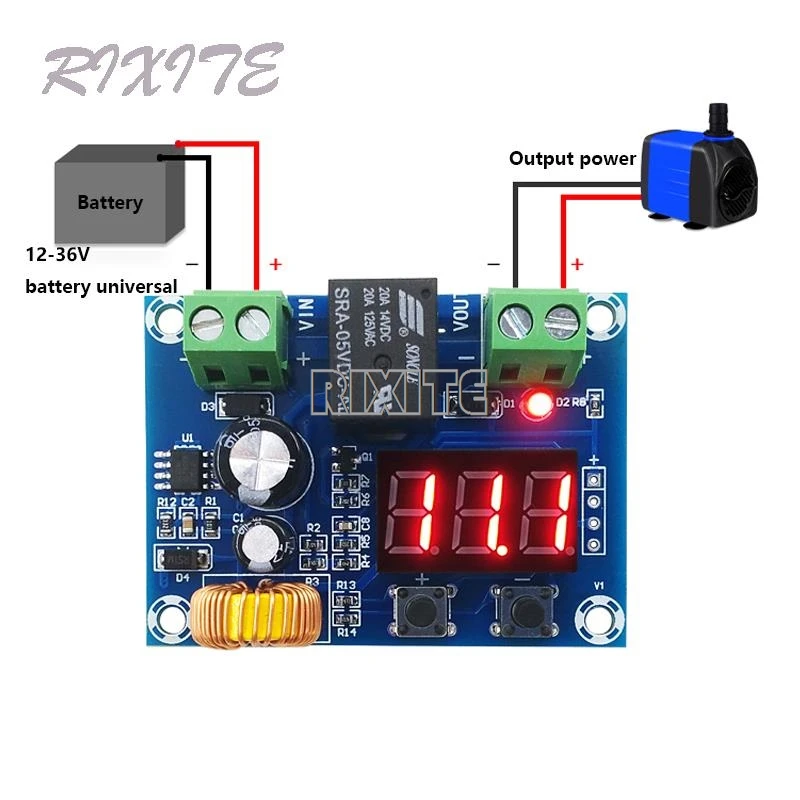 XH-M609 Low Voltage Disconnect Switch Cut Off 12V 24V 36V Digital LED Display Over-Discharge Protect for 12-36V Lithium Battery